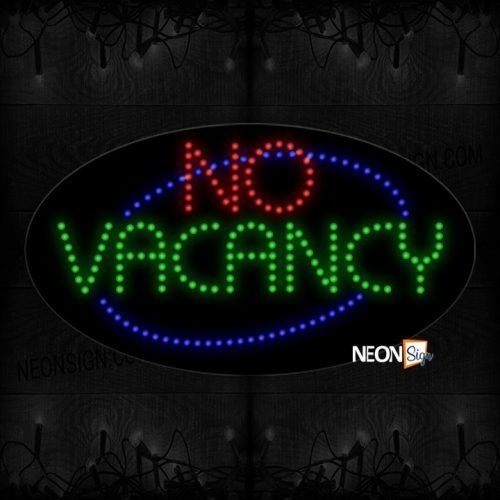 No Vacancy With Blue Arc Border LED Bulb