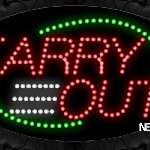Carry Out With Green Arc Border And White Lines LED Bulb