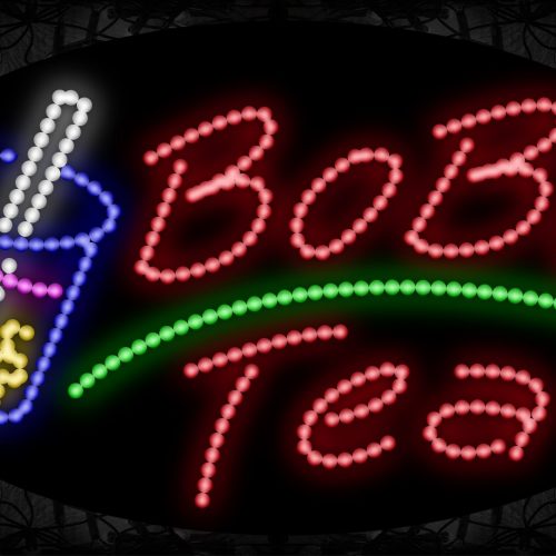 Boba Tea With Green Line And Logo LED Bulb