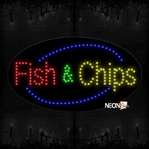 Fish And Chips With Blue Curve Lines LED Bulb