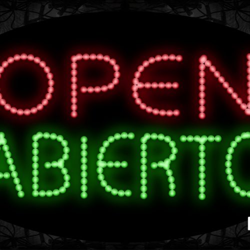 Open Abierto With White Arc Border LED Bulb