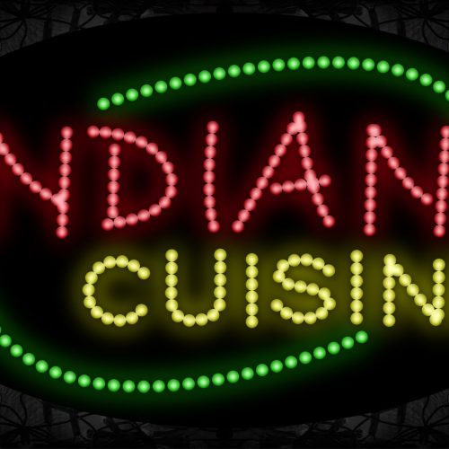 Indian Cuisine With Green Arc Border LED Bulb