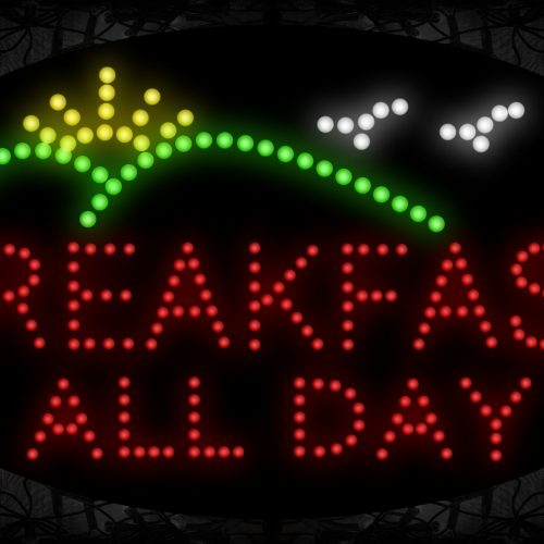 Breakfast All Day in red with mountain logo LED Bulb