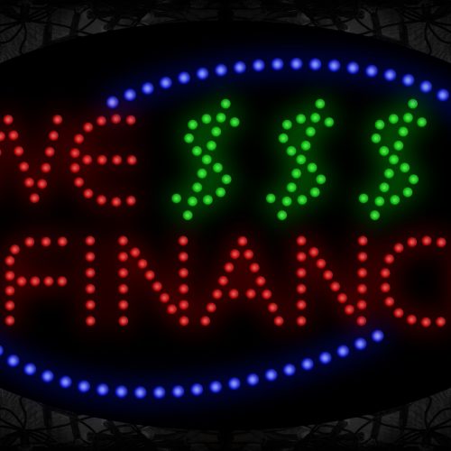 We $$$ Finance In Red With Blue Arc Border LED Bulb