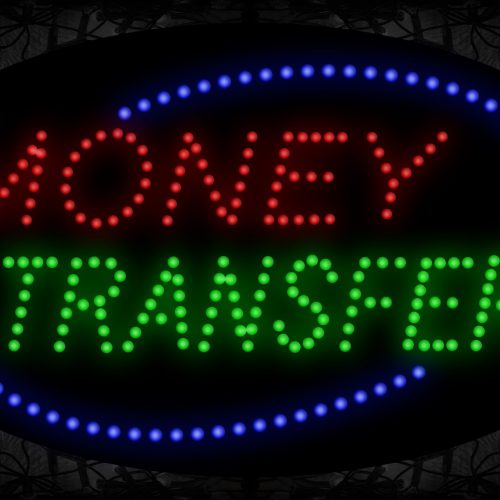 Money Transfers With Blue Arc Border LED Bulb
