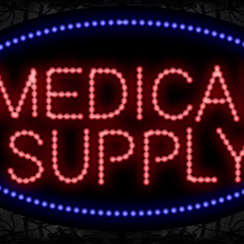 Medical Supply in red With Blue Oval Border LED Bulb