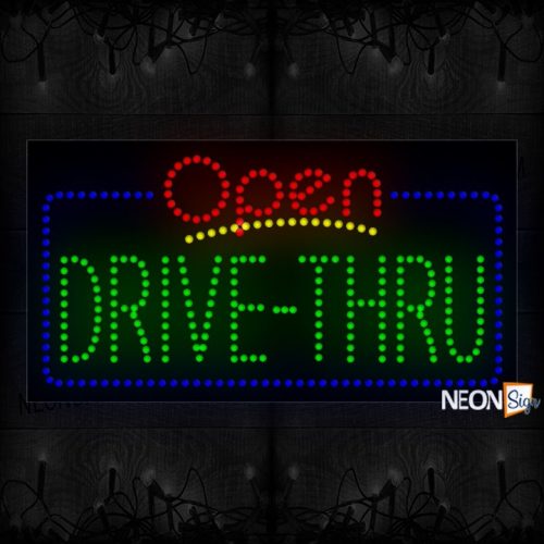 Open Drive-Thru With Blue Border LED Bulb