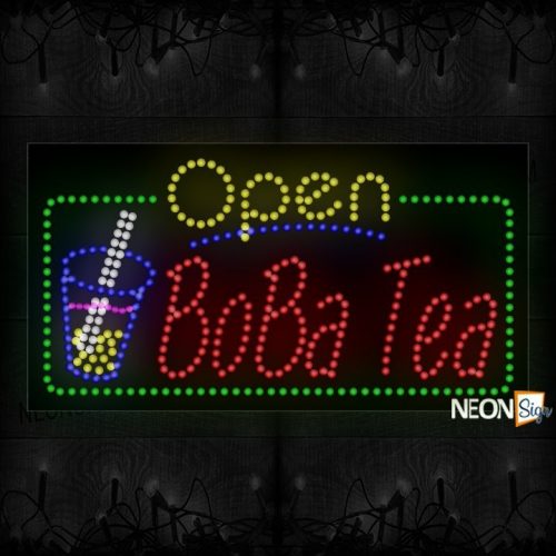 Open Boba Tea With Green LED Bulb