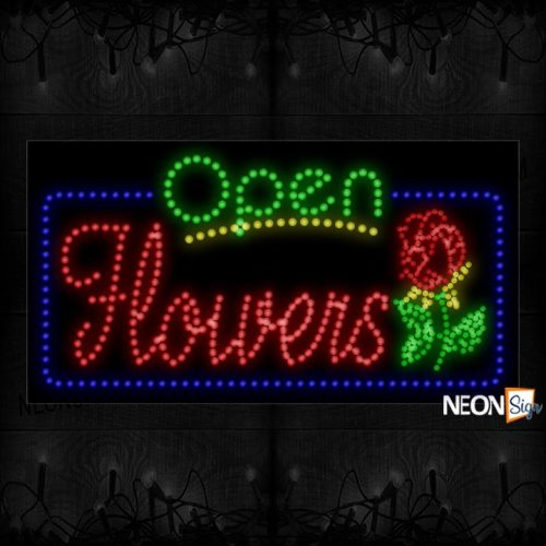 Open Flowers With Image And Blue Border LED Bulb