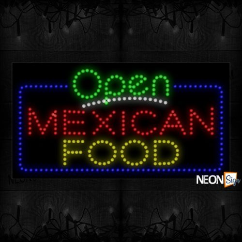 Open Mexican Food With Blue Border LED Bulb