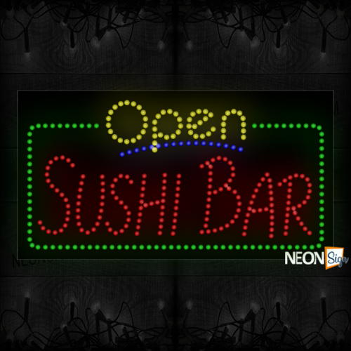 Open Sushi Bar With Blue Line And Green Border LED Bulb