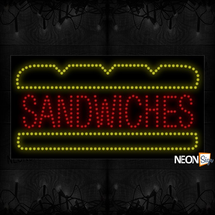 Image of Sandwiches In Red With Yellow Border LED Bulb