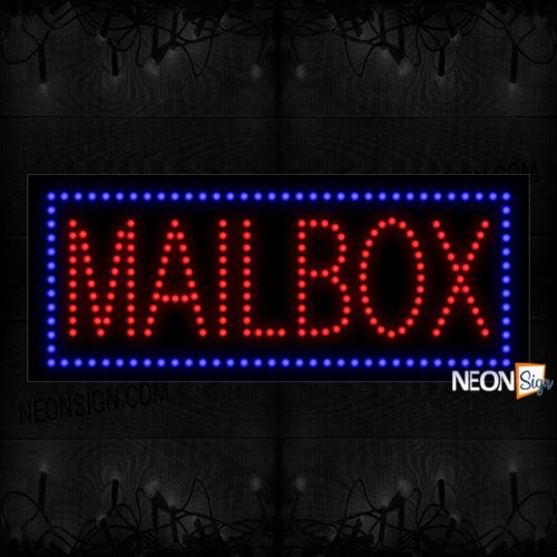 Image of Rectangular Mailbox With Blue Border LED Bulb