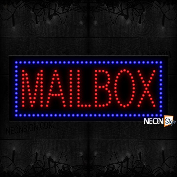 Image of Rectangular Mailbox With Blue Border LED Bulb
