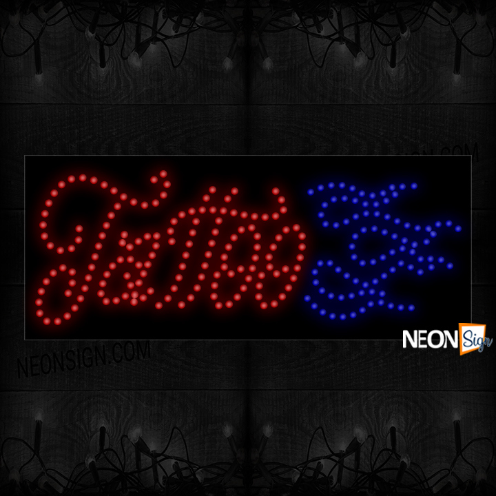 Image of Tattoo In Red With Blue Logo LED Bulb
