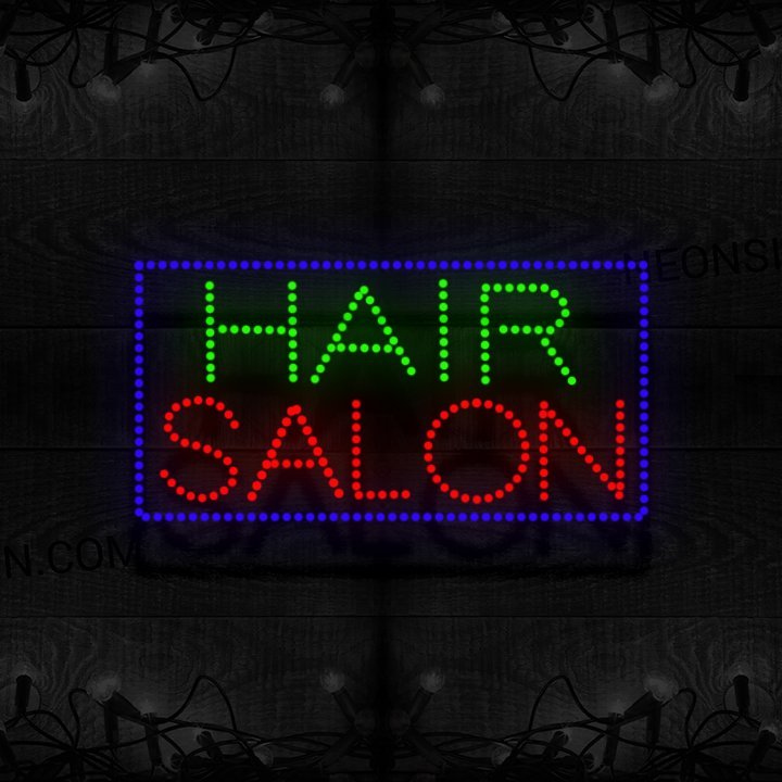 Image of Hair Salon With Blue Border LED Bulb