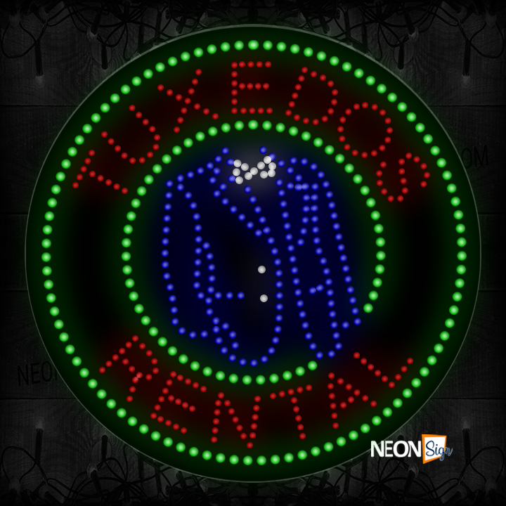 Image of Tuxedos Rental With Green Circle Border And Logo LED Bulb