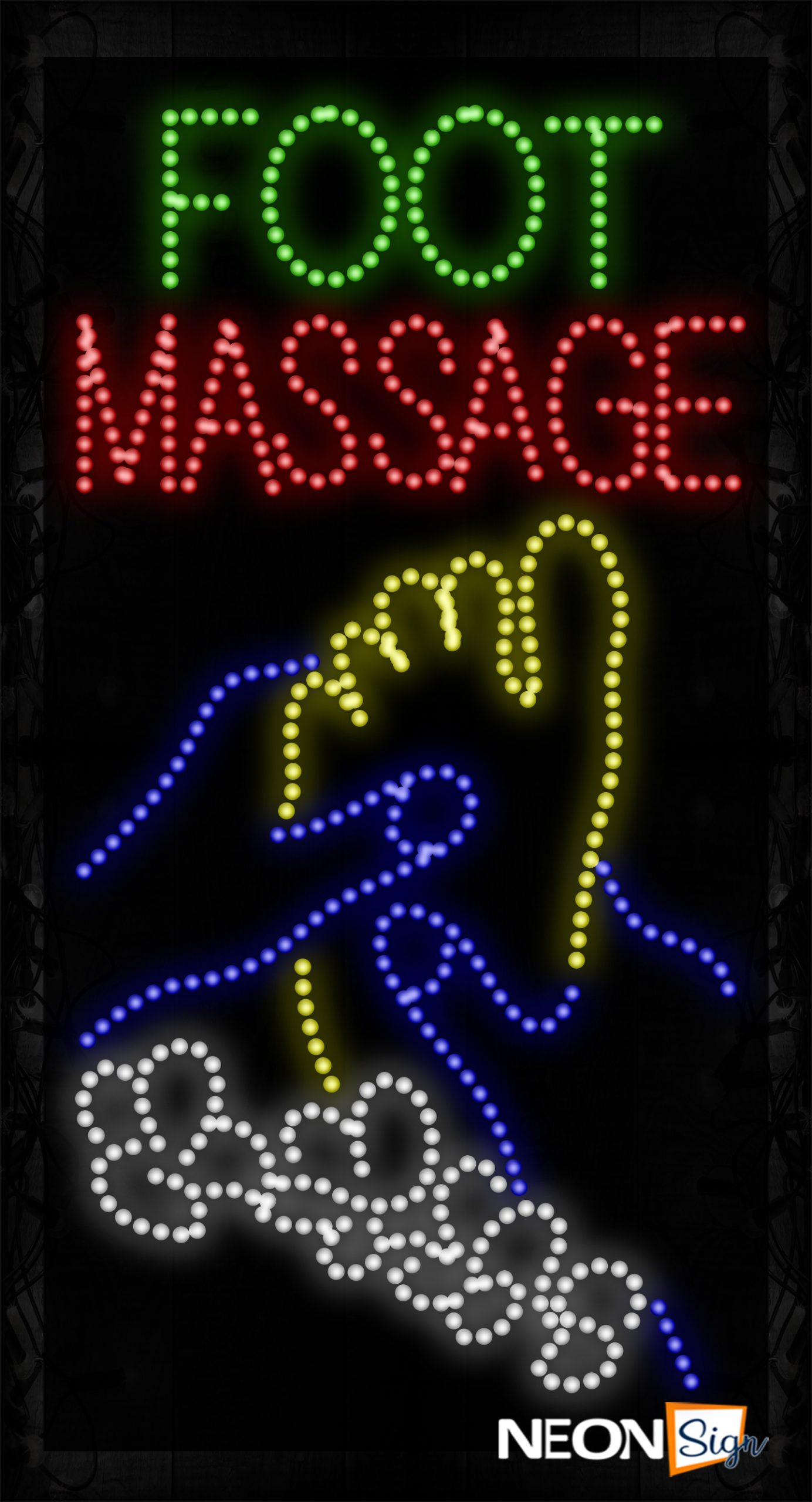 Image of Foot Massage With Foot &Hand &Flower Image Vertical Border LED Bulb