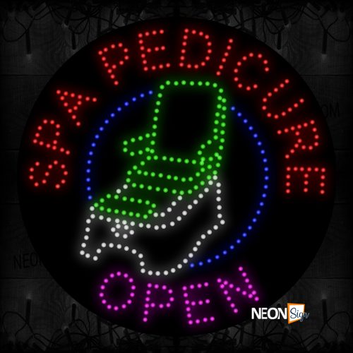 Image of Round 'Spa Pedicure Open' With Image LED Bulb