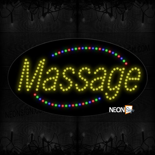 Image of Massage In Yellow With Colorful Arc Border LED Bulb