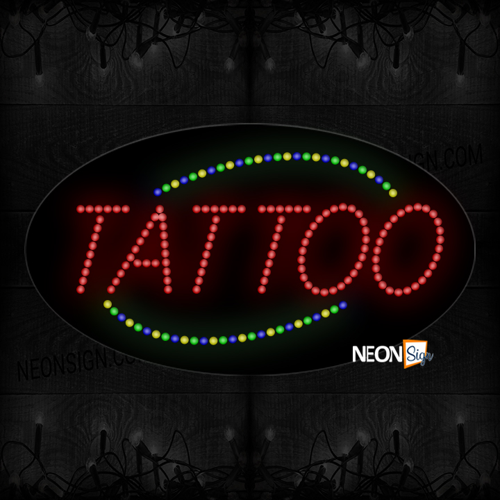 Image of Tattoo With Colorful Ellipse LED Bulb