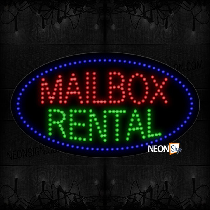 Image of Mailbox Rental With Purple Round Border LED Bulb