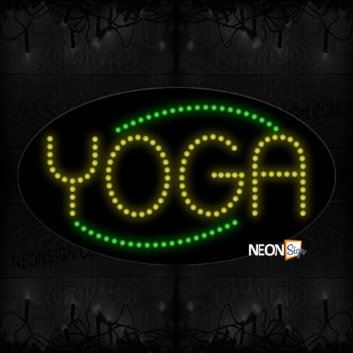 Image of Yoga In Yellow With Green Arc Border LED Bulb