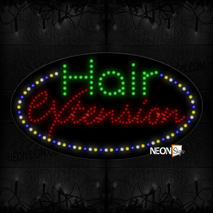 Image of Hair Extensions With Multi-Colored Oval Border LED Bulb