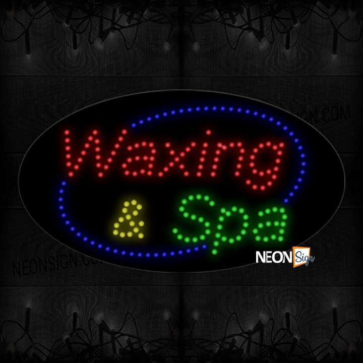 Image of Waxing & Spa With Blue Oval Border LED Bulb