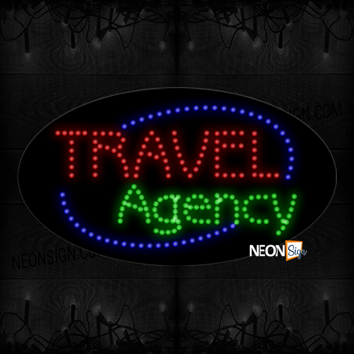 Image of Travel Agency With Blue Oval Border LED Bulb