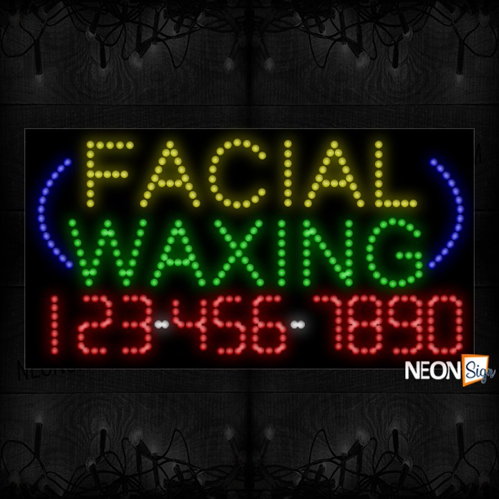 Image of Facial Waxing And Phone Number With Blue Arc LED Bulb