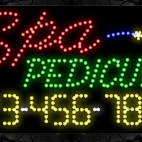 Image of Spa Pedicure And Phone Number With Blue Line LED Bulb