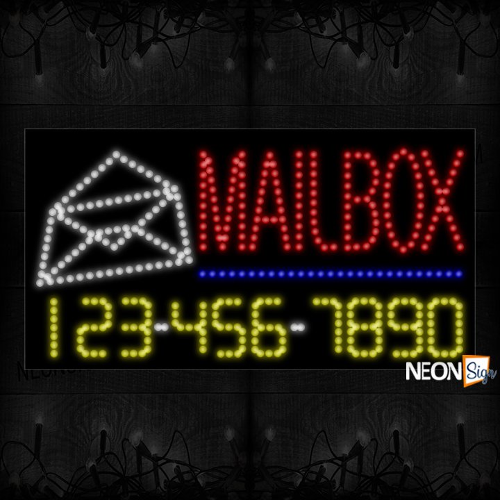 Image of Mailbox With Envelope Image And Phone Number LED Bulb