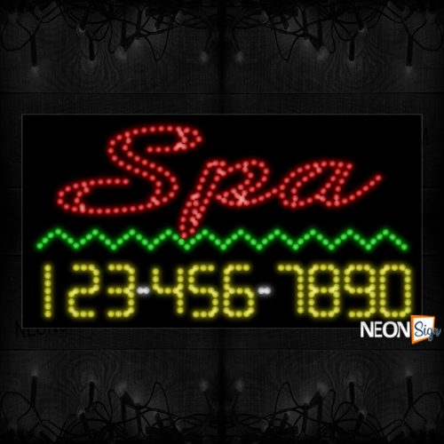 Image of Spa (Double-Stroke) With Zigzag Lines And Phone Number LED Bulb