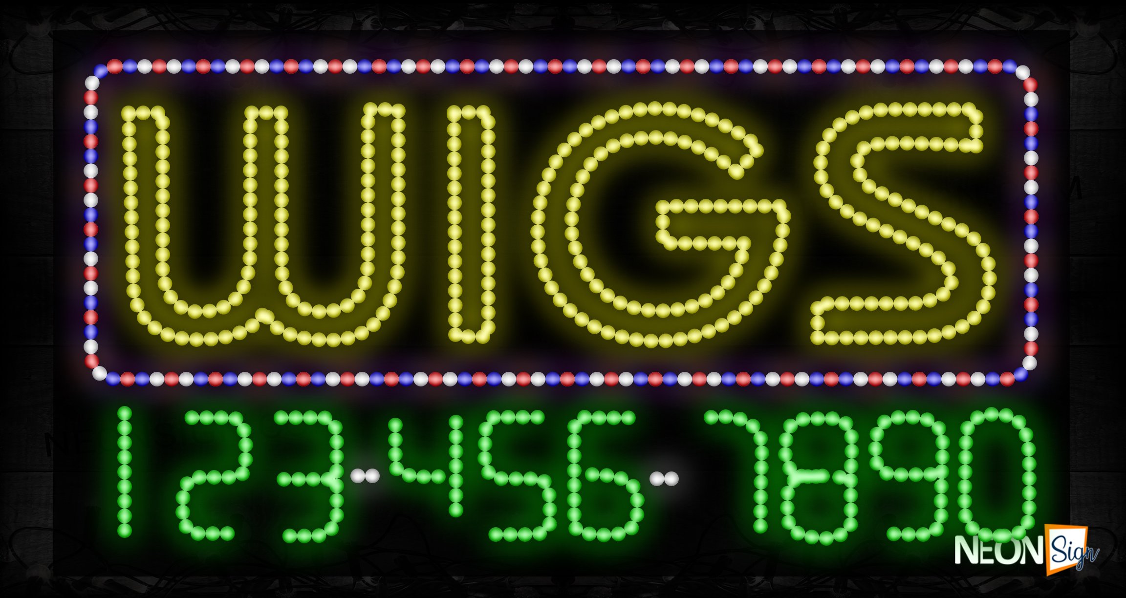 Image of Wigs With Telephone Number Green LED Bulb