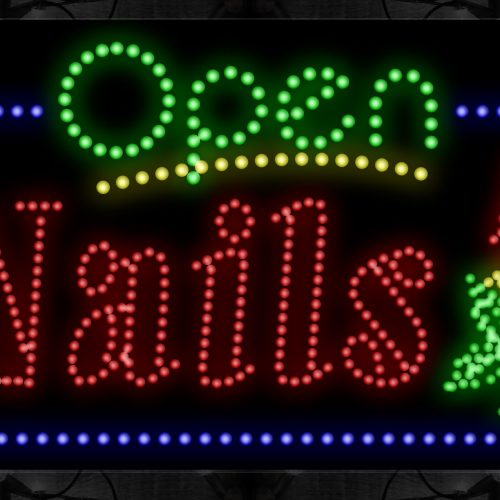 Image of Open Nails With Blue Border And Rose Logo LED Bulb