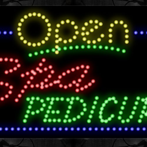 Image of Open With Spa Pedicure Blue Border LED Bulb