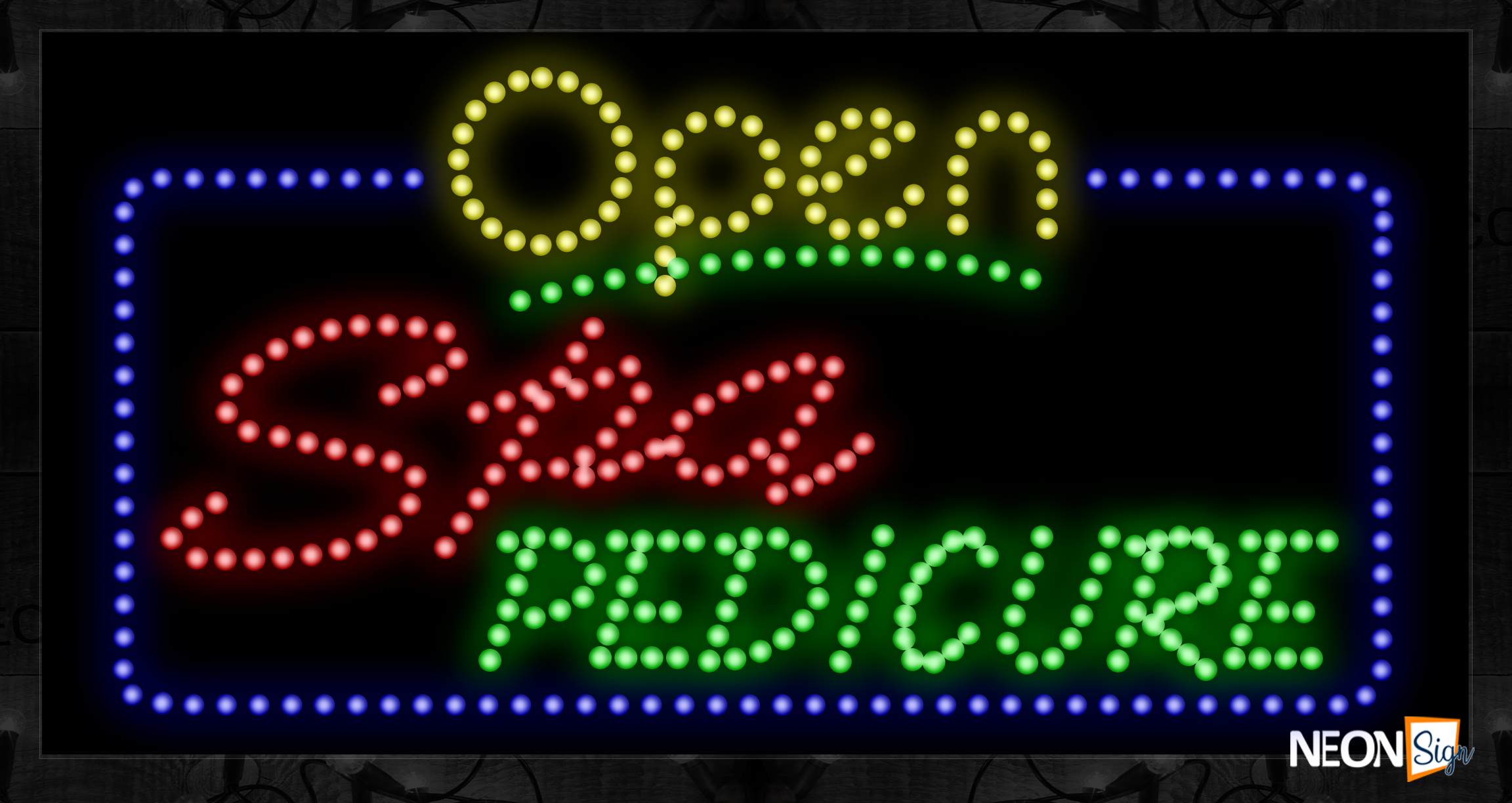 Image of Open With Spa Pedicure Blue Border LED Bulb
