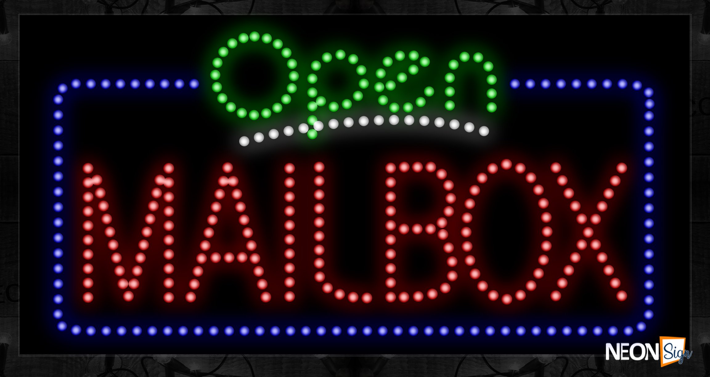 Image of Open Mailbox With Blue Border And White Line LED Bulb