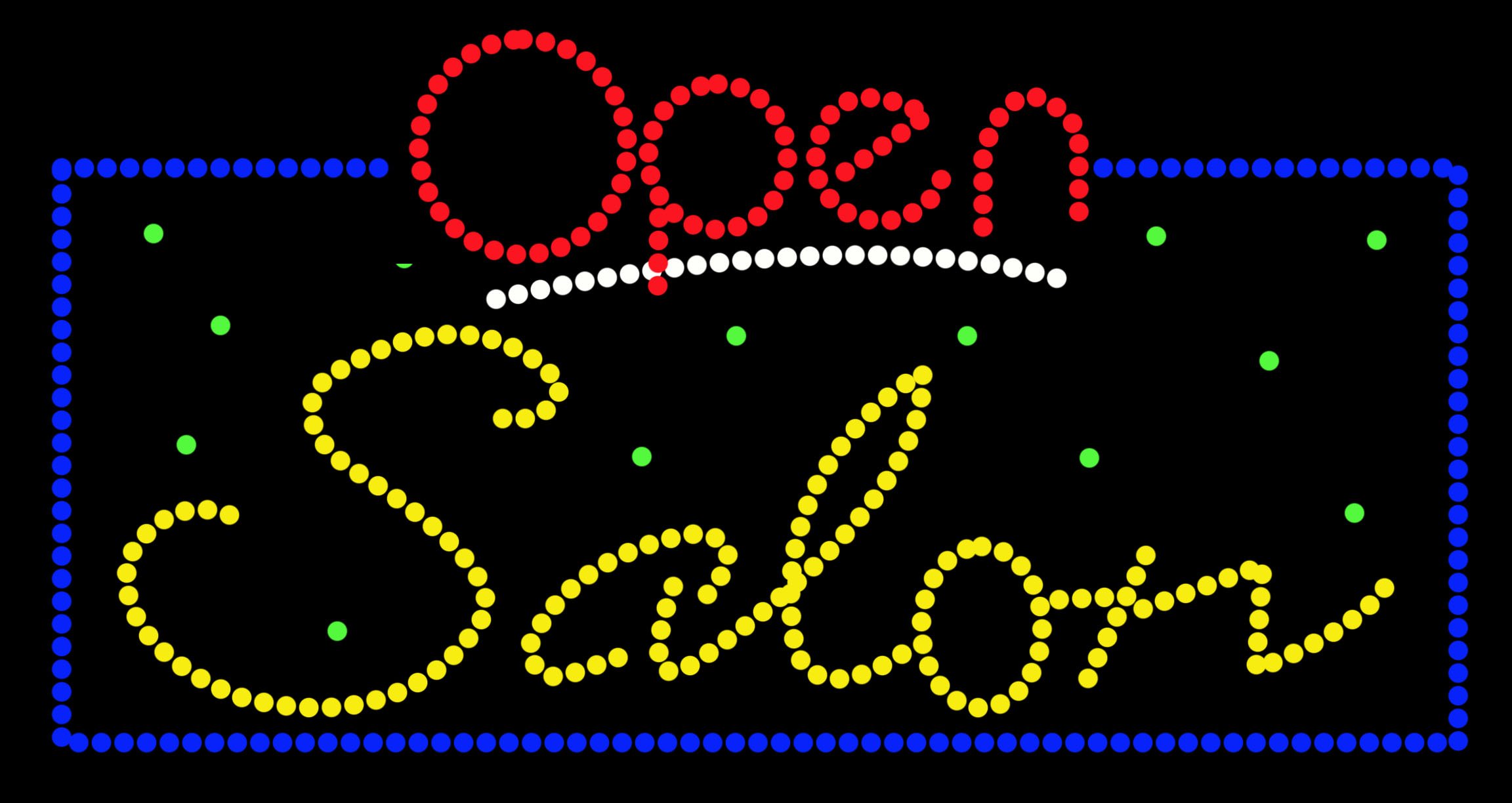 Image of Open Salon With Blue Border LED Bulb