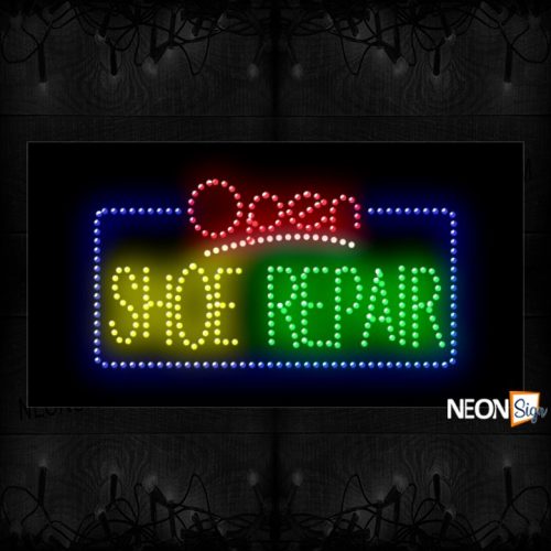Image of Open Shoe Repair With Blue Border LED Bulb