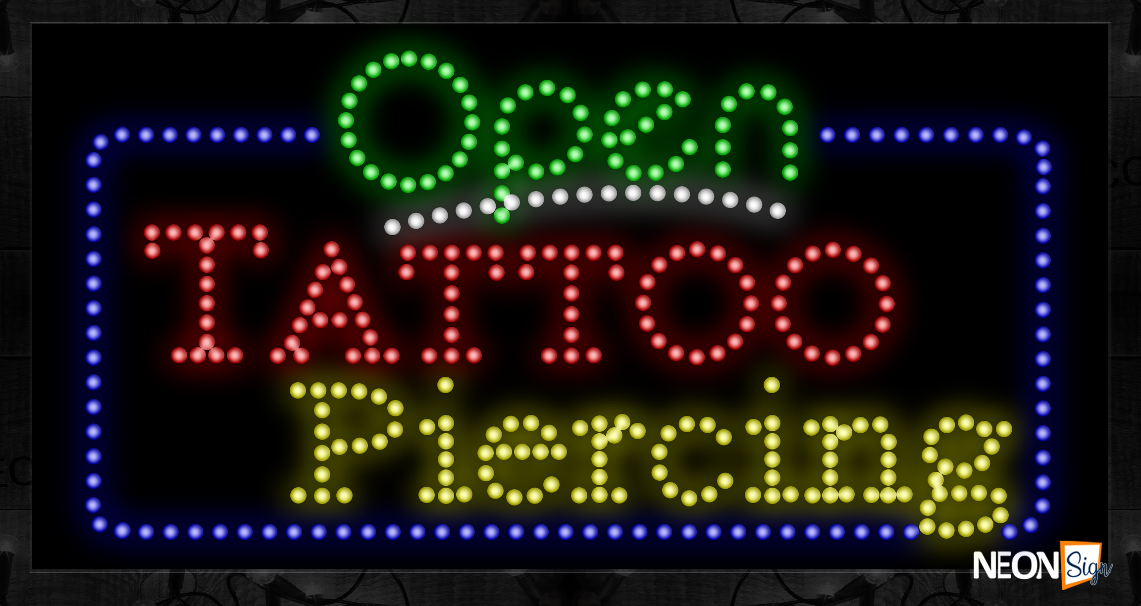 Image of Open Tattoo Piercing With Blue Border And White Line LED Bulb