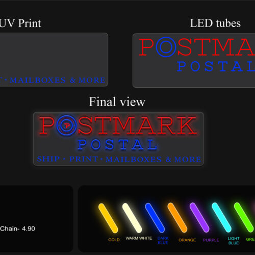 Postmark Postal - 15x48 Contour-cut clear backing LED Flex